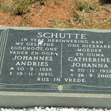 SCHUTTE Johannes Andries 1928-1990 &amp; Catherine Johanna 1922-2005