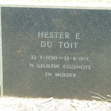 TOIT Hester E., du 1930-1971