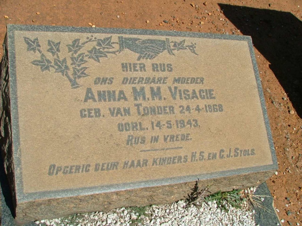 VISAGIE Anna M.M. nee VAN TONDER 1868-1943