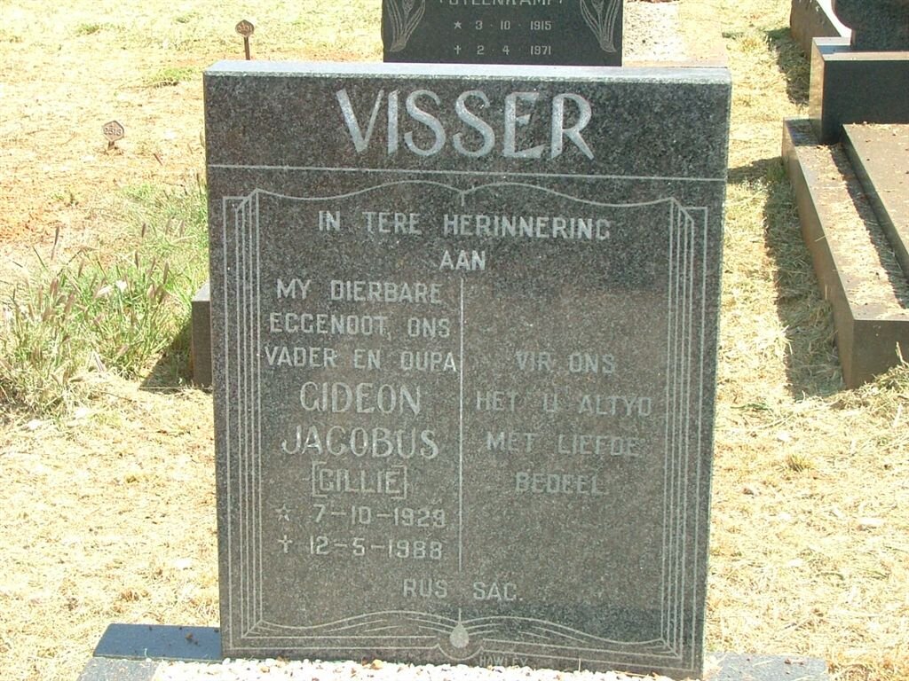 VISSER Gideon Jacobus 1929-1988