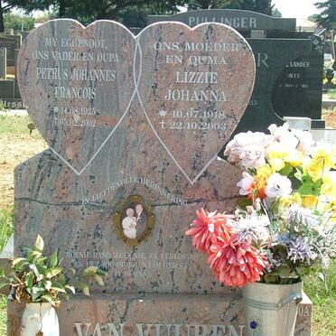 VUUREN Petrus Johannes Francois, van 1925-2002 &amp; Lizzie Johanna 1918-2003