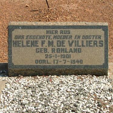 VILLIERS Helene F.M., de nee ROHLAND 1901-1940