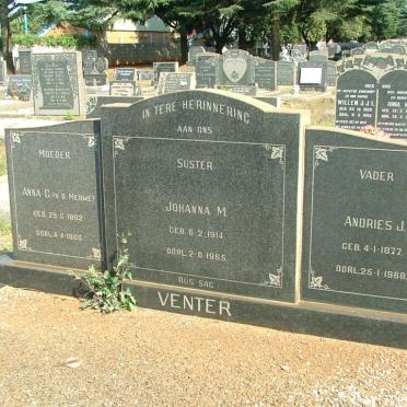 VENTER Andries J. 1877-1968 &amp; Anna C. VAN DER MERWE 1882-1966 :: VENTER Johanna M. 1914-1965