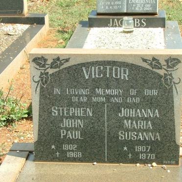 VICTOR Stephen John Paul 1902-1968 &amp; Johanna Maria Susanna 1907-1970 