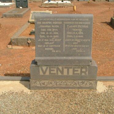 VENTER Tjaart Petrus 1880-1948 &amp; Johanna Alida VAN WYK 1886-1965