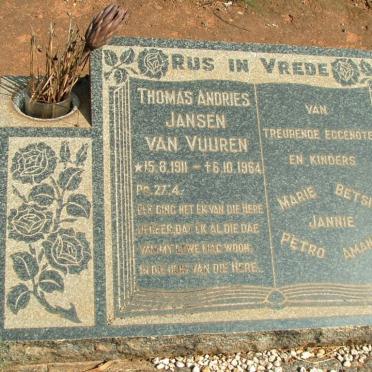 VUUREN Thomas Andries, Jansen van 1911-1964
