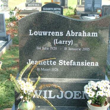 VILJOEN Louwrens Abraham 1920-2005 &amp; Jeanette Stefasina 1928-