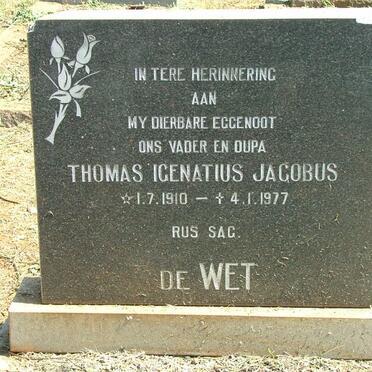 WET Thomas Igenatius Jacobus, de 1910-1977