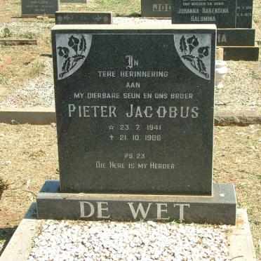 WET Pieter Jacobus, de 1941-1986