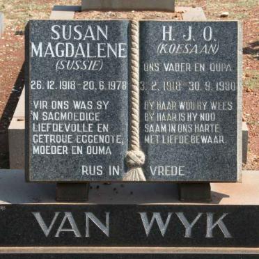WYK H.J.O., van 1918-1980 &amp; Susan Magdalene 1918-1978
