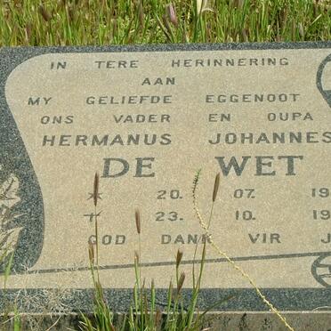 WET Hermanus Johannes, de 1927-1982 