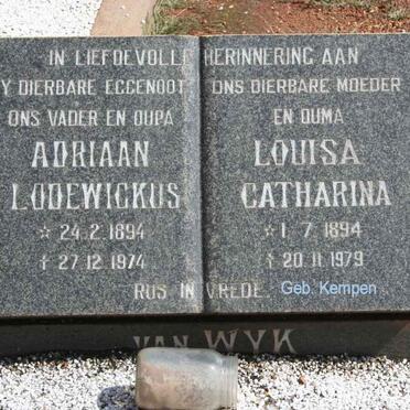WYK Adriaan Lodewickus, van 1894-1974 &amp; Louisa Catharina KEMPEN 1894-1979
