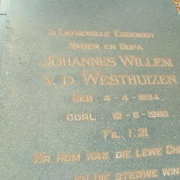 WESTHUIZEN Johannes Willem, van der 1894-1963