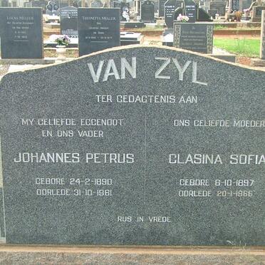 ZYL Johannes Petrus, van 1890-1981 &amp; Clasina Sofia 1897-1966