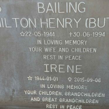 BAILING Hilton Henry 1944-1994 &amp; Irene 1944-2015