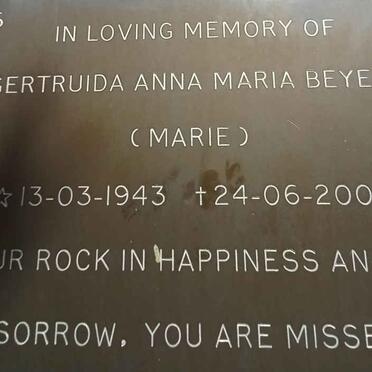 BEYERS Gertruida Anna Maria 1943-2002