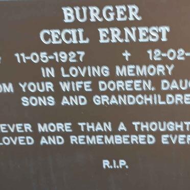 BURGER Cecil Ernest 1927-1998