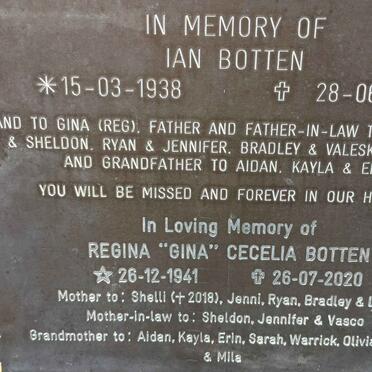 BOTTEN Ian 1938-2009 &amp; Regina Cecelia 1941-2020