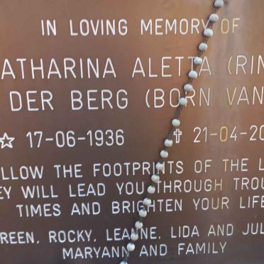 BERG Catharina Aletta, van der nee VAN DYK 1936-2012