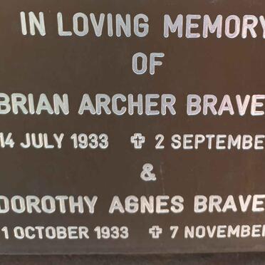 BRAVERY Brian Archer 1933-2013 &amp; Dorothy Agnes 1933-2014