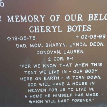 BOTES Cheryl 1973-1999
