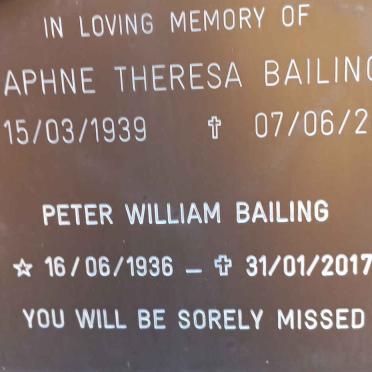 BAILING Peter William 1936-2017 &amp; Daphne Theresa 1939-2012
