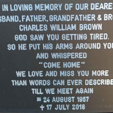 BROWN Charles William 1957-2018