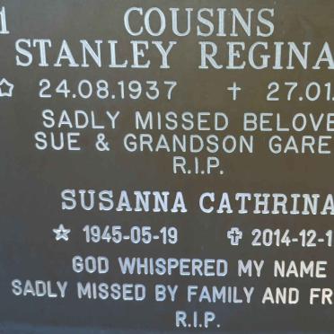 COUSINS Stanley Reginald 1937-2000 &amp; Susanna Cathrina 1945-2014