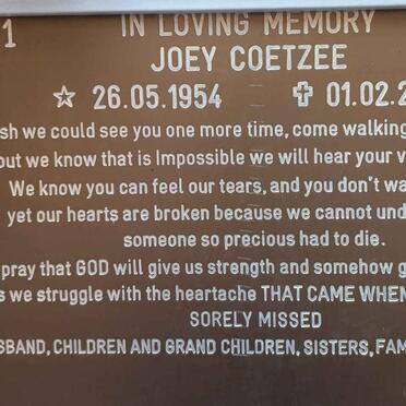 COETZEE Joey 1954-2018