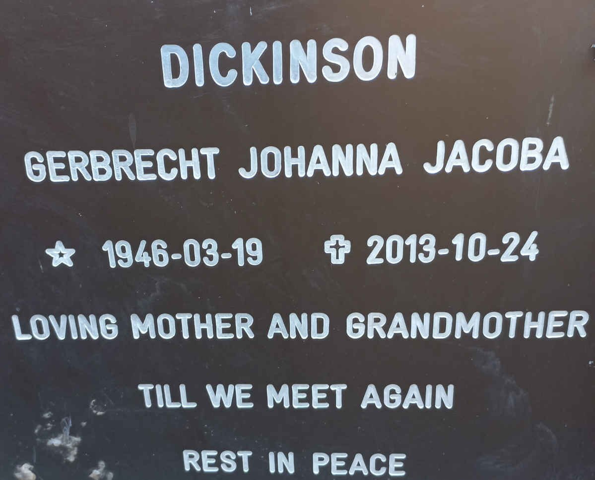 DICKINSON Gerbrecht Johanna Jacoba 1946-2013