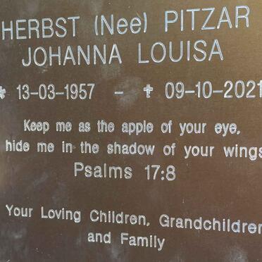 HERBST Johanna Louisa nee PITZAR 1957-2021