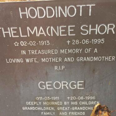 HODDINOTT George 1911-1996 &amp; Thelma SHORT 1913-1995