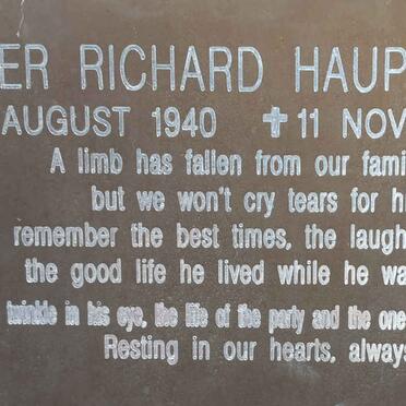 HAUPTFLEISCH Peter Richard 1940-2021