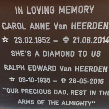 HEERDEN Ralph Edward, van 1935-2016 :: VAN HEERDEN Carol Anne 1952-2014