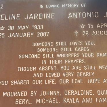 JARDINE Antonio 1929-2010 &amp; Eveline 1933-2007