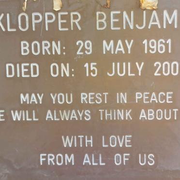 KLOPPER Benjamin 1961-2003