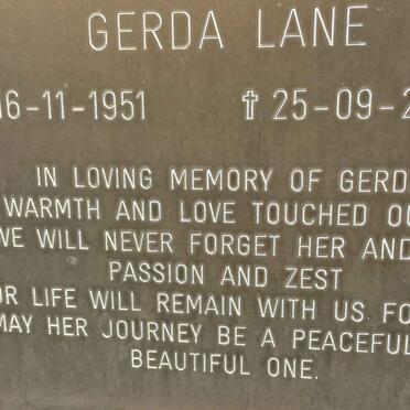 LANE Gerda 1951-2009