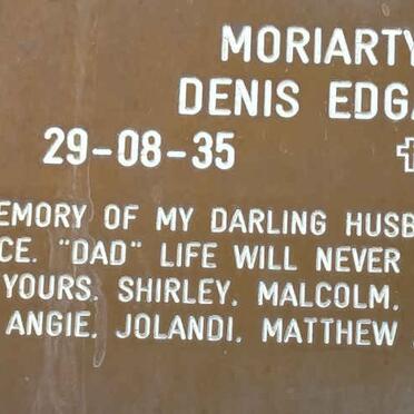 MORIARTY Denis Edgar 1935-2004