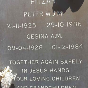 PITZAR Peter W.J.M. 1925-1986 &amp; Gesina A.M. 1928-1984