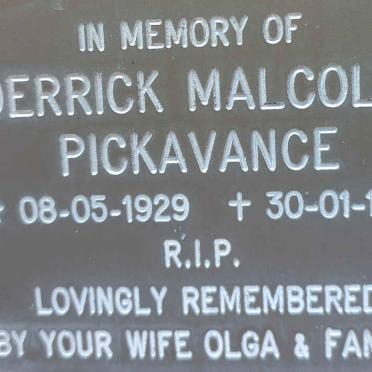 PICKAVANCE Derrick Malcolm 1929-1987