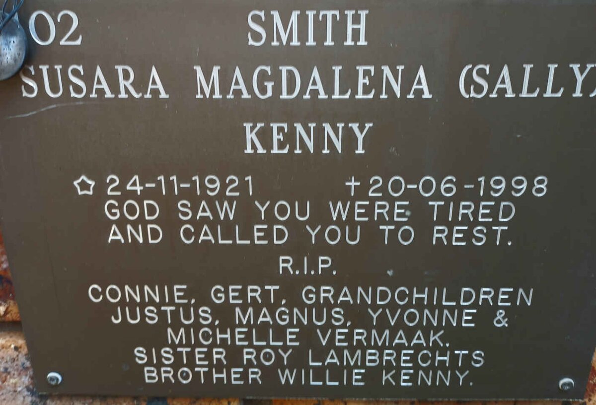 SMITH Susara Magdalena Kenny 1921-1998