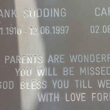 SUDDING Frank 1910-1997 &amp; Carrie 1914-2002