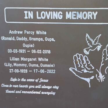 WHITE Andrew Percy 1931-2018 &amp; Lilian Margaret 1928-2022