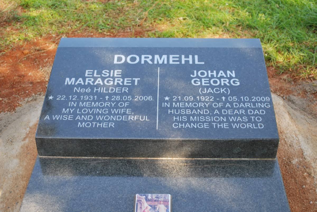 DORMEHL Johan Georg 1922-2009 &amp; Elsie Maragret HILDER 1931-2006