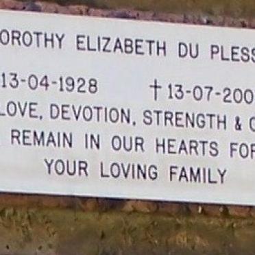 PLESSIS Dorothy Elizabeth, du 1928-2007