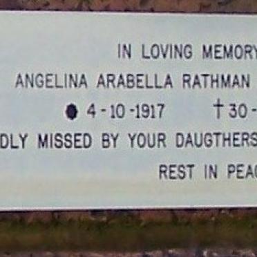 RATHMAN Angelina Arabella nee THURSTON 1917-2002