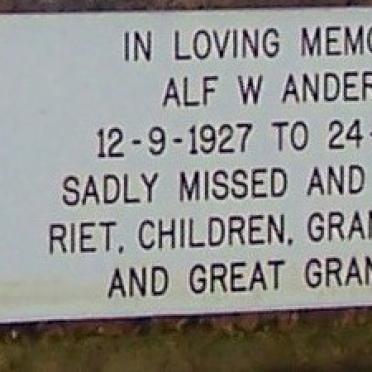 ANDERSON Alf W. 1927-2001