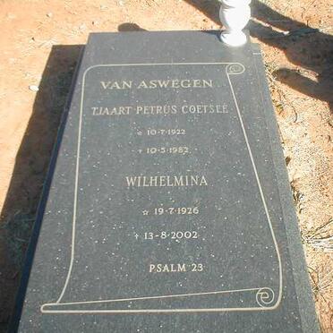 ASWEGEN Tjaart Petrus Coetsee, van 1922-1982 &amp; Wilhelmina 1926-2002