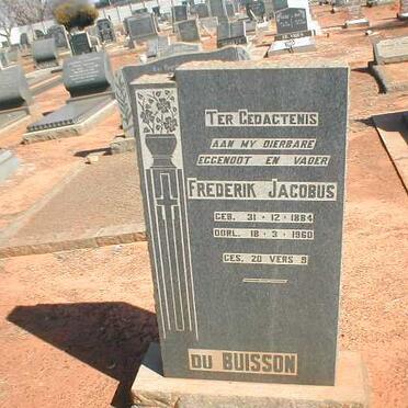 BUISSON Frederik Jacobus, du  1884-1960
