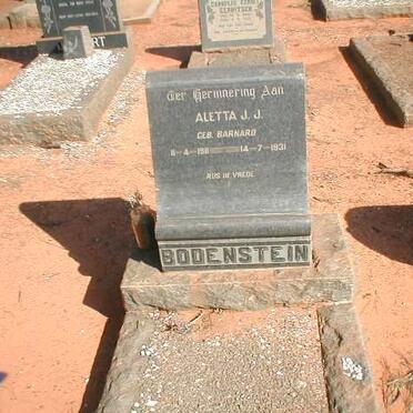 BODENSTEIN Aletta J.J. nee BARNARD 1911-1931